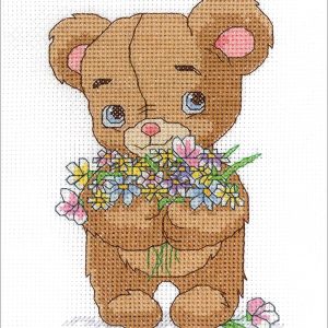 Janlynn Bear with Bouquet Cross Stitch Supplies