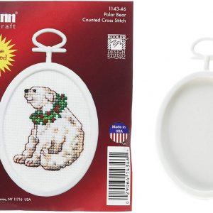 Janlynn 1143-46 18 Count Mini Counted Cross Stitch Oval Polar Bear