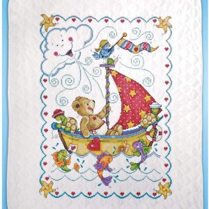 Tobin T21770 Sail Away Baby Quilt Stamped Cross Stitch Kit