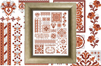 Red Quaker Sampler in Cross Stitch